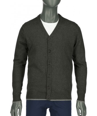 REPABLO tmavě šedý svetr s večkovým výstřihem a rozepínáním